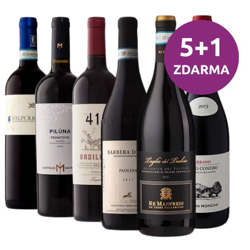 Degustační balíček Italské regiony rosso – Classic, 5+1 ZDARMA, 6x0,75l