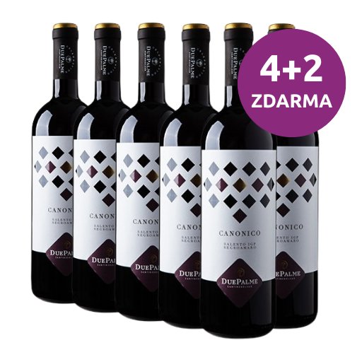 Salento Negroamaro "Canonico" IGP 2023, Cantine Due Palme, 4+2 ZDARMA, 6x0,75l