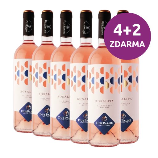 Salento Rosato "Rosalita" IGP 2025, Cantine Due Palme, 4+2 ZDARMA, 6x0,75l